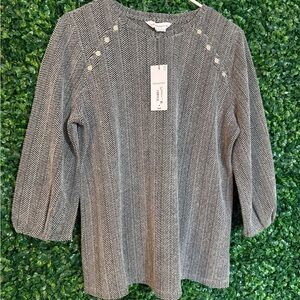 Liz Claiborne Black and White Chevron Blouse